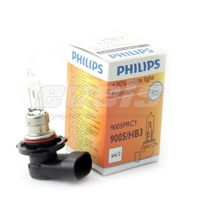 Лампа "PHILIPS" 12v HB3 60W (P20d) Premium (+30% света) кор. /9005PR C1 — основное фото
